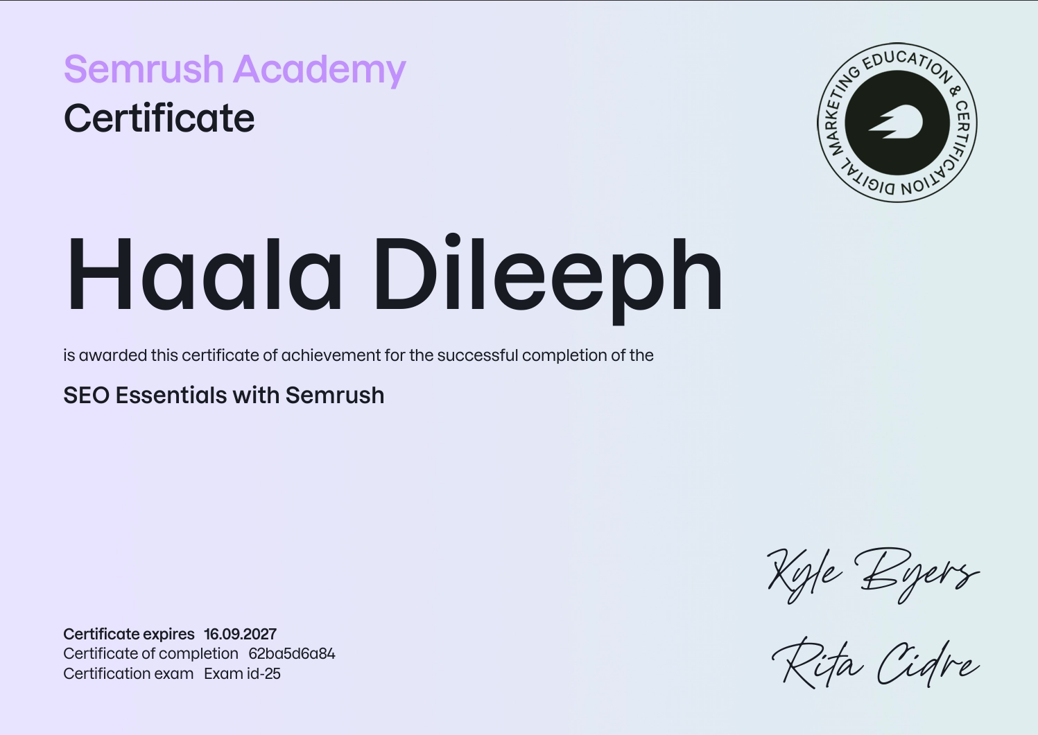 SEMrush SEO certification